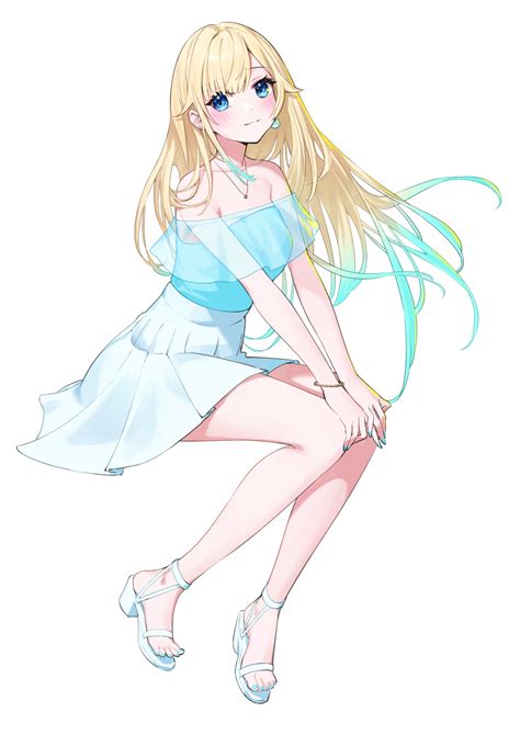 Safebooru 1girl Absurdres Aizawa Ema Alternate Costume Bare Shoulders Blonde Hair Blue Eyes