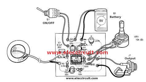 Support > knowledge base (faq, diagrams, etc.) > schematics for pickups and guitars >. Acoustic guitar pickup circuit using TL071 - ElecCircuit.com