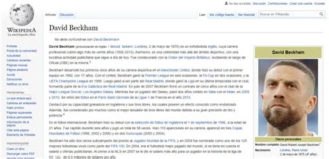 En El Perfil De Wikipedia De David Beckham Pusieron Una Foto De