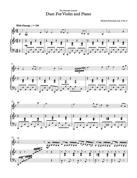 Free Sheet Music Duet For Violin And Piano Op4 No2 Michael Kravchuk