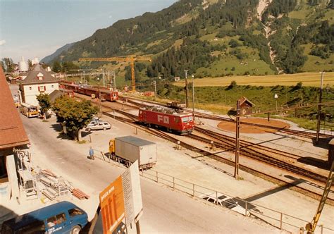 Rhbfo Bahnhof Disentis August 1987 Hinweis In Bahnbilderde