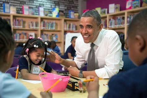 President Barack Obama Participates In A Literacy Lesson With Children