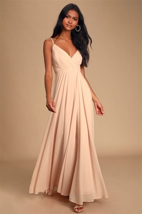 Lovely Blush Pink Dress Maxi Dress Gown Bridesmaid Dress Lulus