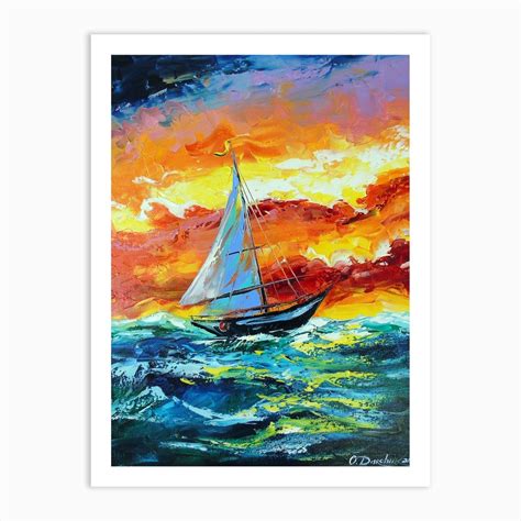 Sailboat In A Storm Art Print By Olha Darchuk Fy