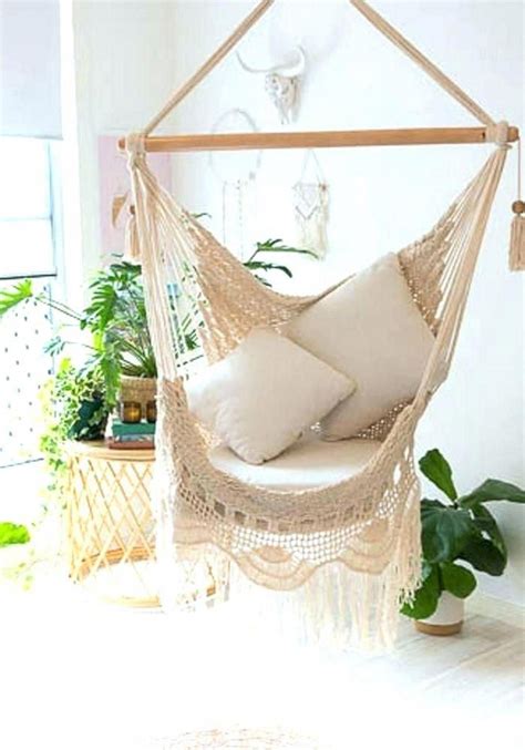 Made from bright rattan, this hanging chair will be a beautiful accent in any bedroom, creating a cosy and comfortable corner to sit and relax with a favourite book and a cup of coffee. I want this amazing chair aesthetic #chairaesthetic | Diy ...