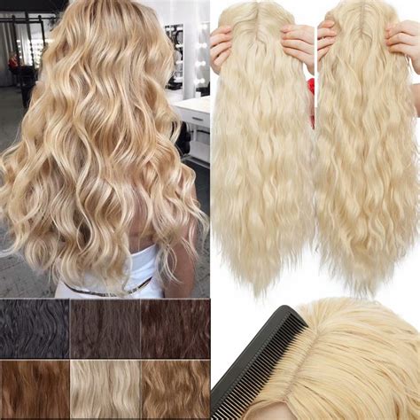 Sego Long Curly Weave Clip In Hair Topper Extensions Synthetic Hair