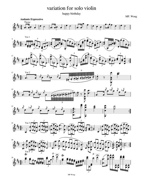 Happy Birthday Variation For Solo Violin Sheet Music For Violin Solo