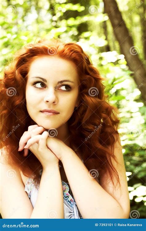 Red Headed Nymph Stock Image Image Of Attractive Dress