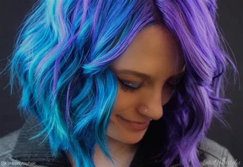 23 Incredible Examples Of Blue And Purple Hair In 2021 Blue Purple