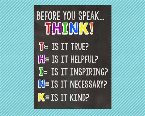 classroom inspirational poster before you speak think etsy