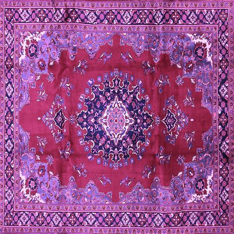 Ahgly Company Indoor Square Medallion Purple Traditional Area Rugs 6