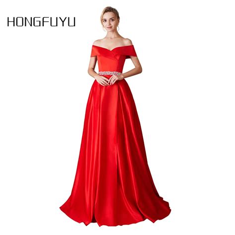 Elegant Red Satin Beading Sweetheart Neck A Line Long Prom Dresses 2019 Sexy High Slit Zipper