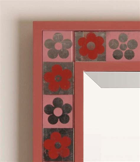 PINK DAISY MIRROR with Verre eglomisé inserts by LKMIRRORDESIGNS on