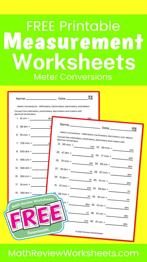 Metric Conversions Millimeters Centimeters Decimeters And Meters