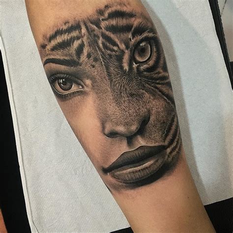 Womans Portrait And Tiger Merged Best Tattoo Ideas And Designs Tiger