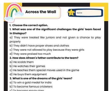 Across The Wall Class 5 Evs Worksheets With Answers Pdf