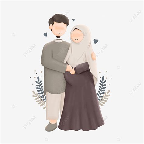 Keluarga Pasangan Muslim Dengan Ilustrasi Istri Hamil Pasangan Muslim Keluarga Muslim