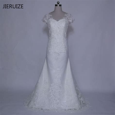 Jieruize Robe De Marriage White Lace Appliques Mermaid Wedding Dresses