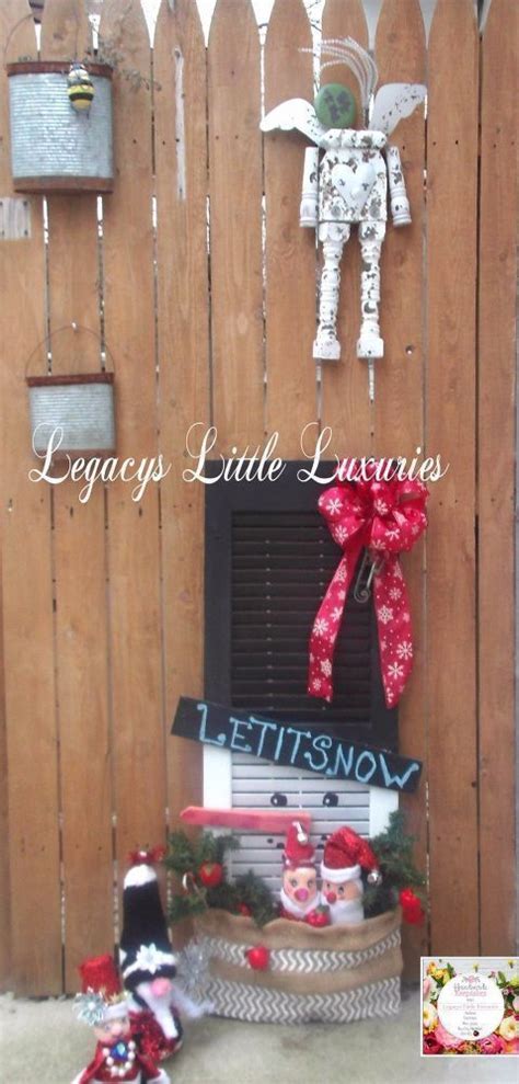Shutter Repurposed Into Holiday Whimsical Rustic Decoration Shutter