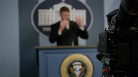 Press Secretary Out Of Focus Man Approaches Stock Footage Sbv Storyblocks