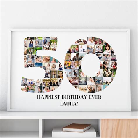 50th Birthday Photo Collage Number Photo Collage 50th Etsy