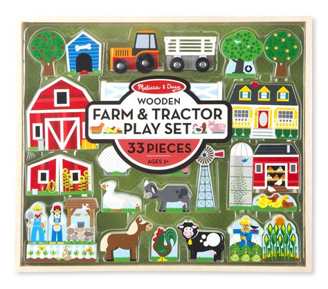 Melissa And Doug Wooden Farm And Tractor Play Set