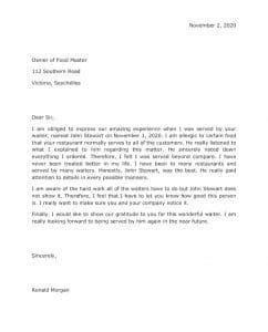 Compliment Letter Samples For Business Owners And Customers Englet Compliment Letter Letter