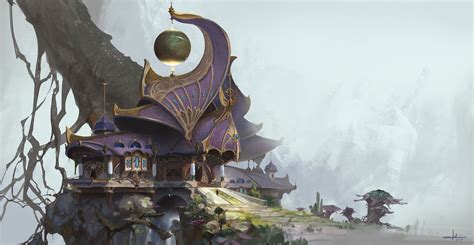 Artstation Elven Inn Nunchakus Chen Environment Concept Art