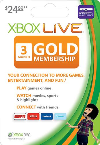 We usually see three month xbox live gold memberships going for between $20 and $25 / £15 and £20, so if you spot a price lower than this in our price. Xbox 360 Live 3 Month Gold Card Dlc - Live & Gift Cards - Xbox 360 - Accessories - A World of