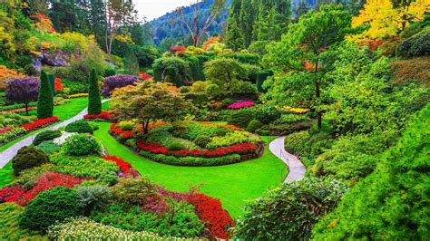 The Sunken Garden In Butchart Gardens Near Victoria On Vancouver