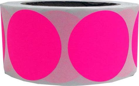 Fluorescent Pink Color Coding Labels Round Circle Dots 2