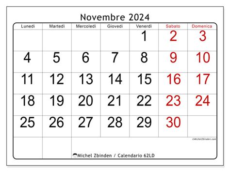 Calendario Novembre 2024 62ld Michel Zbinden It