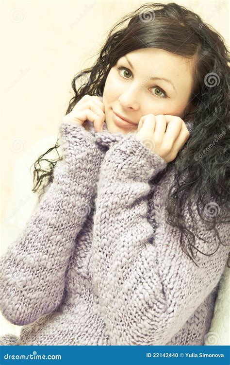 Beautiful Woman In A Sweater Stock Photo Image Of Lovely Color 22142440