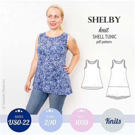 Sewing Pattern Pdf Sinclair Patterns Shelby Knit Shell Swing Tunic