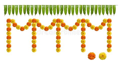 Indian Flower Garland Of Mango Leaves And Marigold Flowers For
