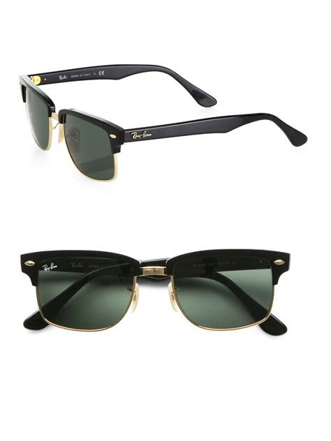 Ray Ban Square Clubmaster Sunglasses In Black Lyst