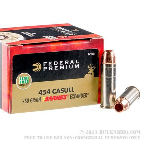 20 Rounds Of Bulk 454 Casull Ammo By Federal 250gr Schp