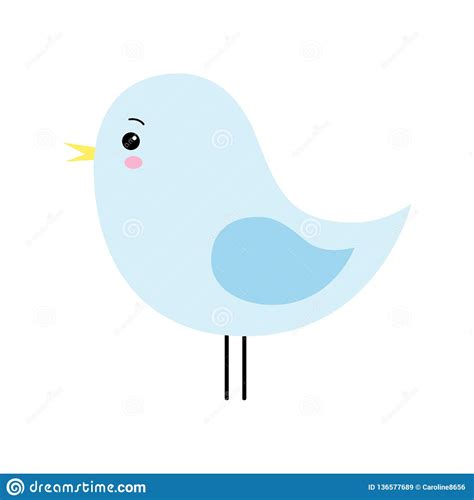 Vector Cartoon Style Cute Blue Bird Isolated Stock Vector