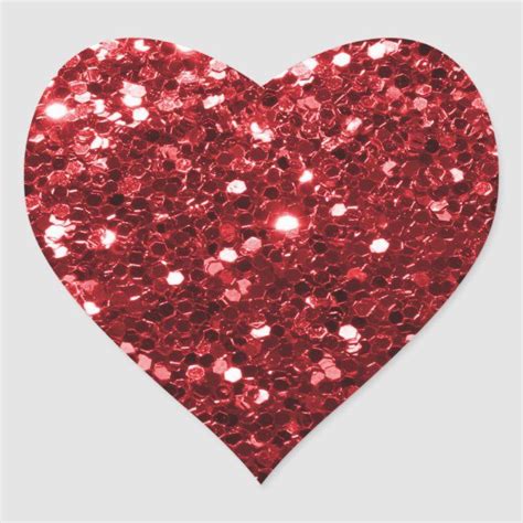Shining Red Glitter Faux Glitter Sparkle Heart Sticker