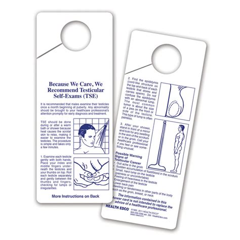 Testicular Self Exam Tse Shower Card Health Edco Resources