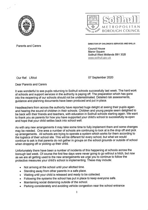 Police Letter From Smbc 7 September 2020 Heart Of England School