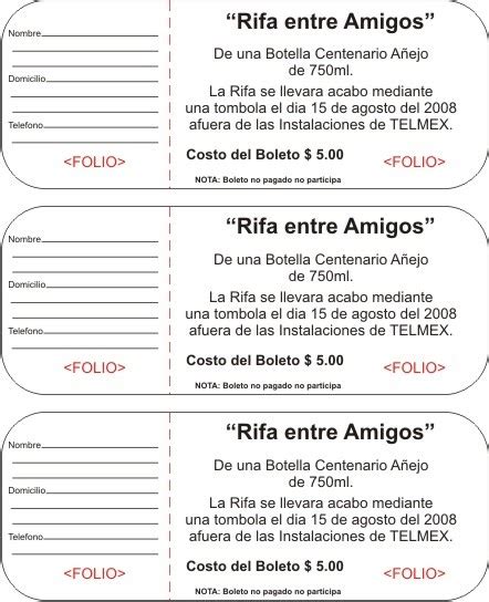 Álbumes 104 Foto Formato De Boletos Para Rifa Para Imprimir Gratis Alta Definición Completa 2k 4k