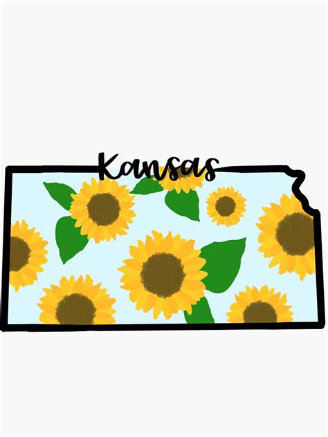 Kansas Sunflower State Outline Sticker For Sale By Eled Espresso