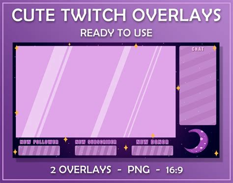 Twitch Cute Overlays For Stream Cute Moon With Star Overlay Etsy In