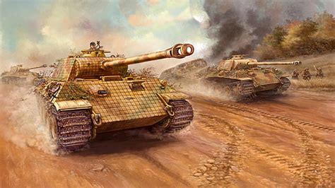 Hd Wallpaper Figure Art Gun Against Infantry Ww2 German Tanks