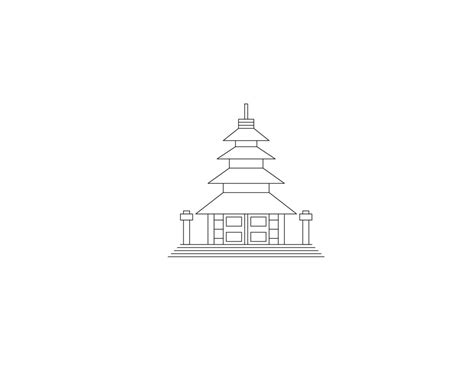 Thin Line Balinese Temple Icon Isolated On White Backgroundbatur