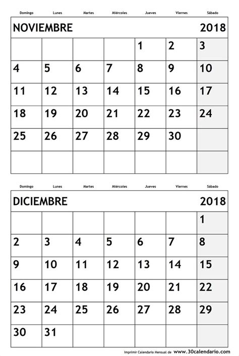 Calendario Noviembre Y Diciembre 2019 Anotador Imprimible
