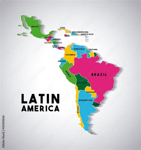 Map Of Latin America With The Countries Demarcated In Different Colors