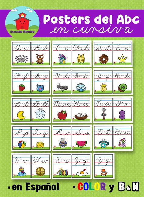 Posters Del Abecedario En Letra Cursiva Abc Posters Cursive Etsy