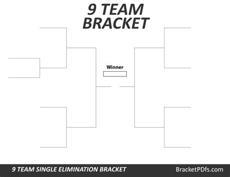 9 Team Bracket Single Elimination Printable Bracket